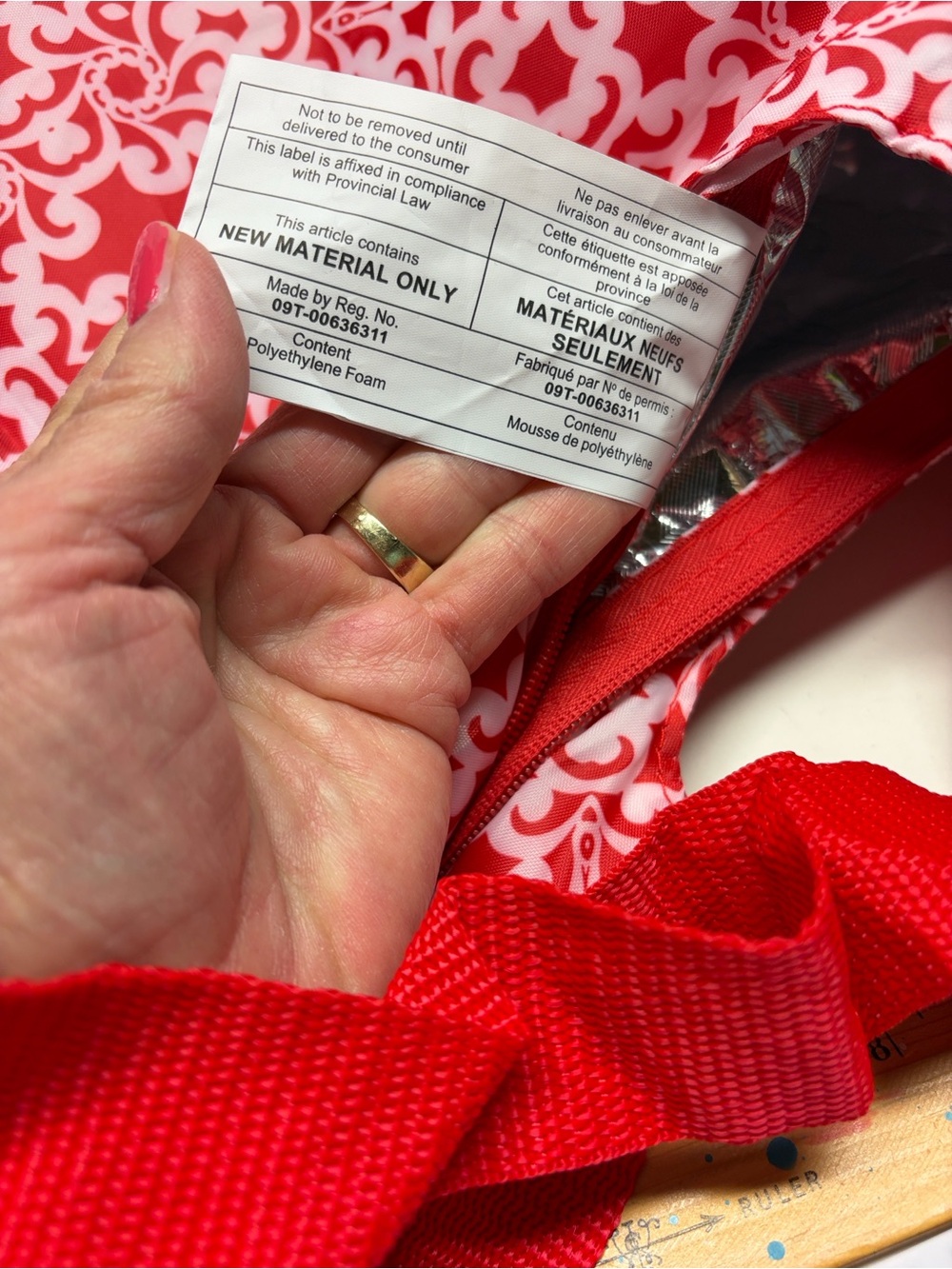 Red & White Patterned Roll-Up Pouch - Picture 11 of 13